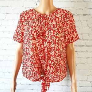 Madewell Red and White Floral Top